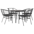 Afuera Living Poly Rattan Garden Dining Set in Black/Dark Gray