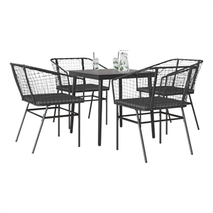 Afuera Living Poly Rattan Garden Dining Set in Black/Dark Gray