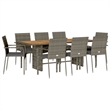 Afuera Living Contemporary Durable Rattan Garden Dining Set in Gray