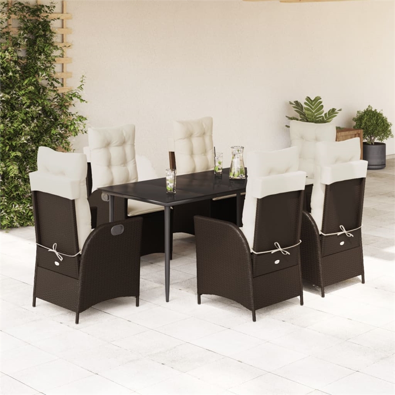 Afuera Living Contemporary PE Rattan Garden Dining Set in Brown