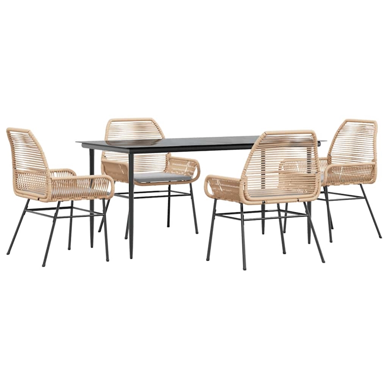 Afuera Living Poly Rattan Garden Dining Set in Black/Light Gray