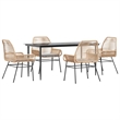 Afuera Living Poly Rattan Garden Dining Set in Black/Light Gray