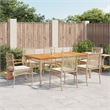 Afuera Living 7 Piece Rattan Garden Dining Set in Beige/Cream White