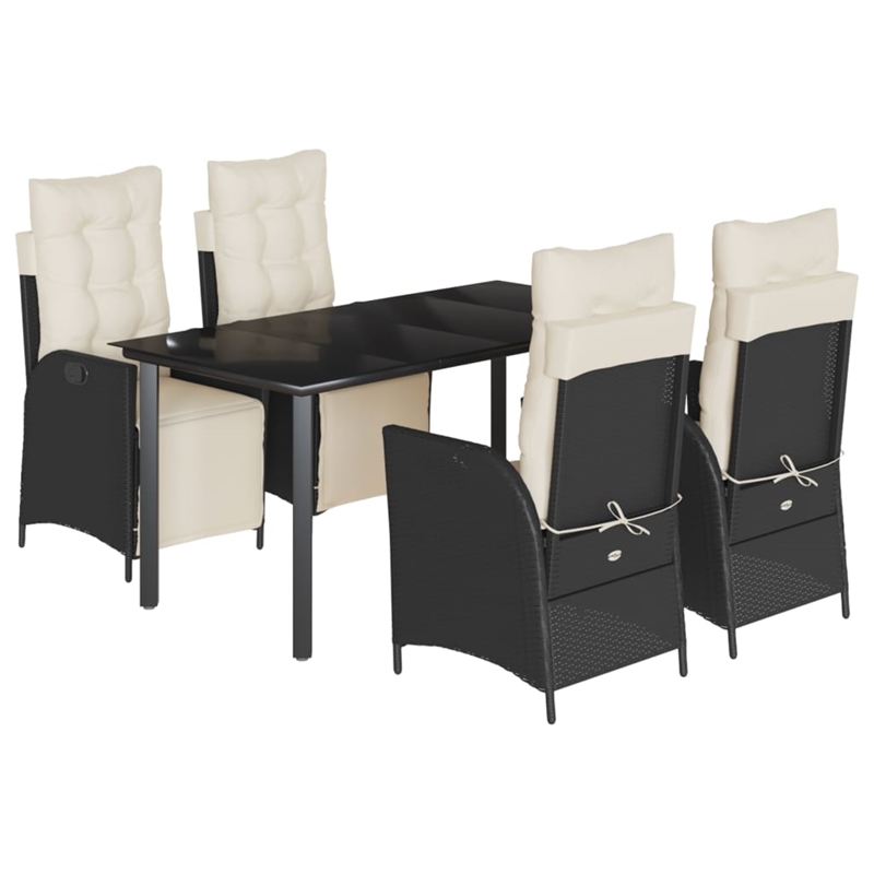 Afuera Living 5 Piece Poly Rattan Garden Dining Set in Black/Cream