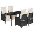 Afuera Living 5 Piece Poly Rattan Garden Dining Set in Black/Cream