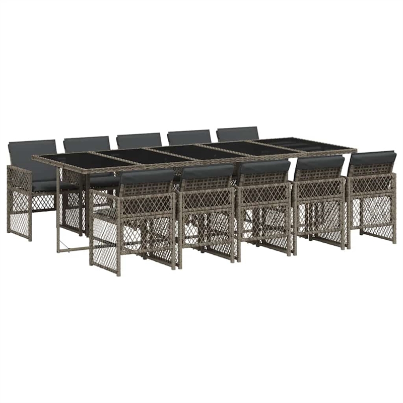 Afuera Living 11 Piece Poly Rattan Garden Dining Set in Gray