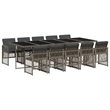 Afuera Living 11 Piece Poly Rattan Garden Dining Set in Gray