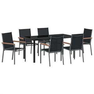 Afuera Living 7 Piece Powder-Coated Steel Garden Dining Set in Black