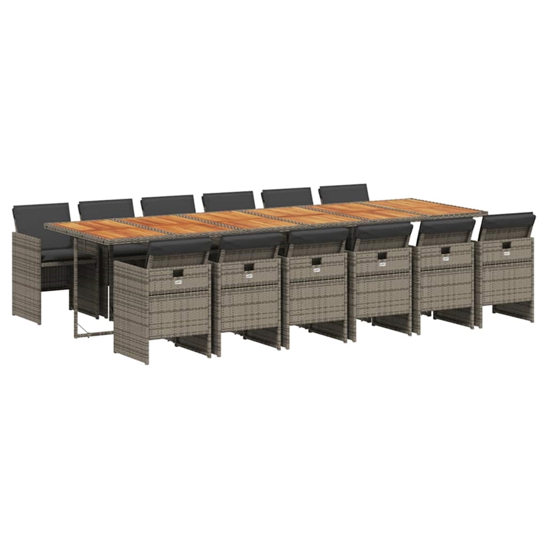 Afuera Living Contemporary Poly Rattan Garden Dining Set in Gray/Brown