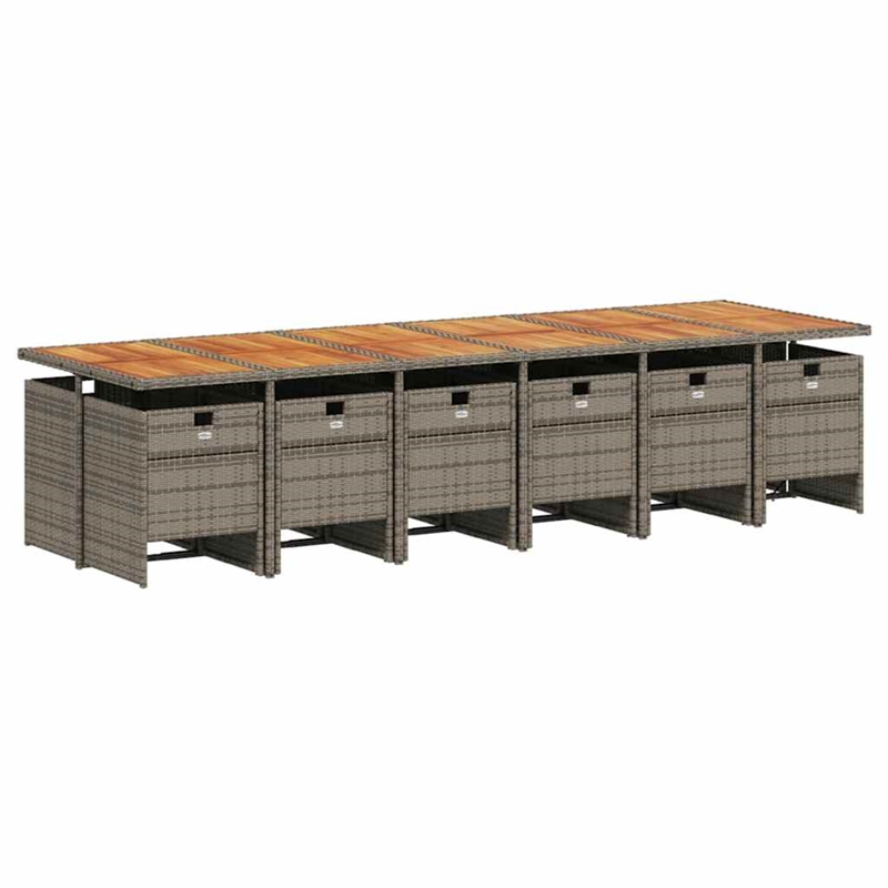 Afuera Living Contemporary Poly Rattan Garden Dining Set in Gray/Brown