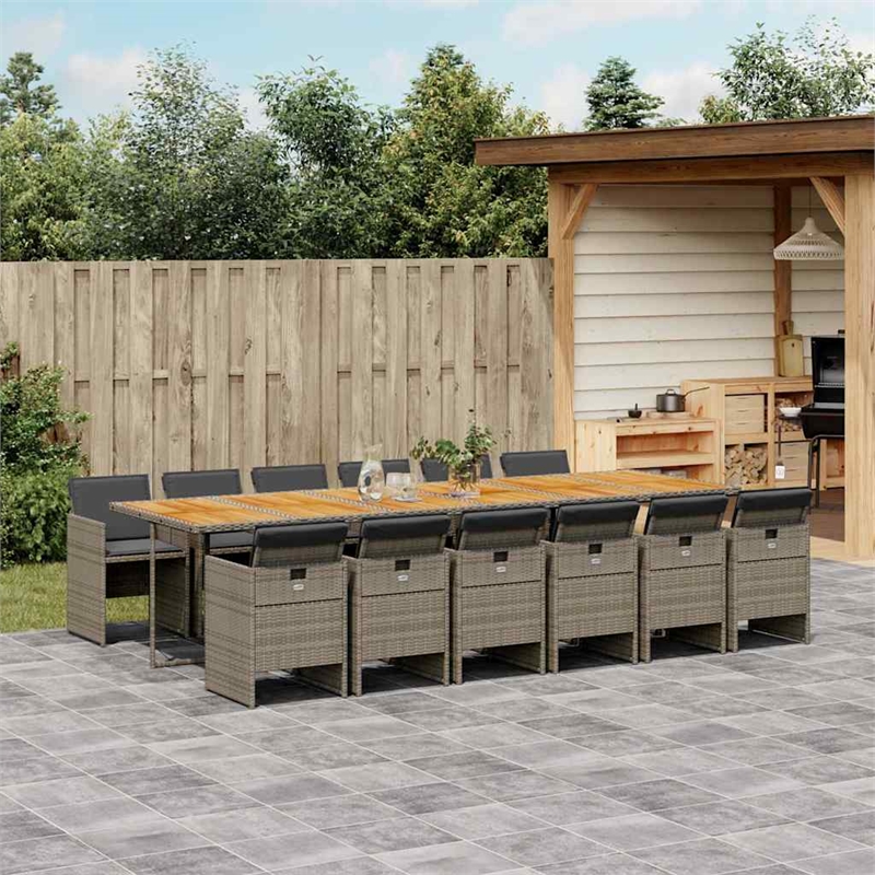 Afuera Living Contemporary Poly Rattan Garden Dining Set in Gray/Brown