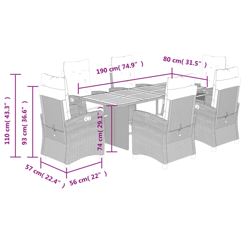 Afuera Living Contemporary Poly Rattan Garden Dining Set in White