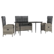 Afuera Living Contemporary 4 Piece Rattan Garden Dining Set in Gray