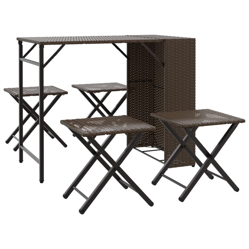 Afuera Living 5 Piece Poly Rattan Garden Dining Set in Brown