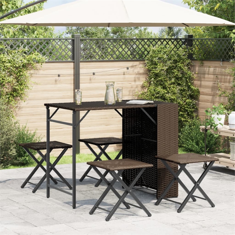 Afuera Living 5 Piece Poly Rattan Garden Dining Set in Brown