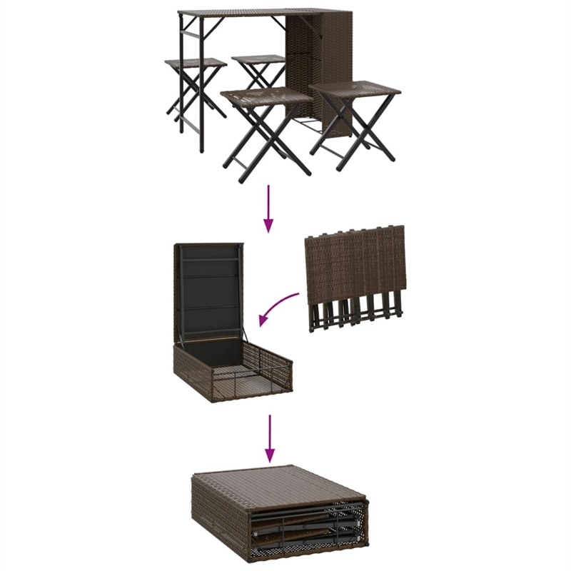 Afuera Living 5 Piece Poly Rattan Garden Dining Set in Brown