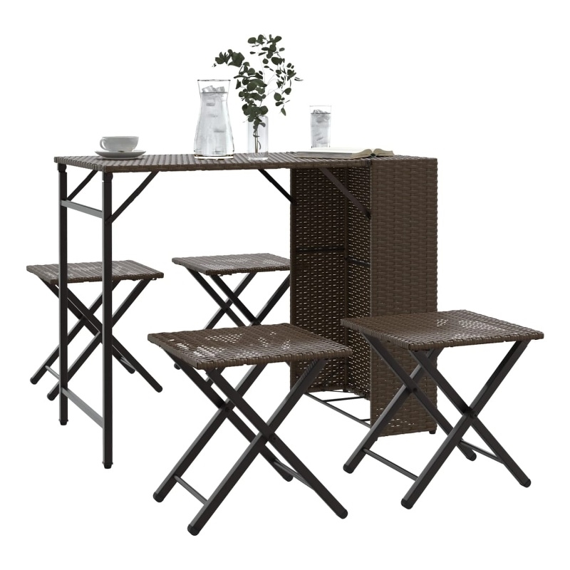Afuera Living 5 Piece Poly Rattan Garden Dining Set in Brown