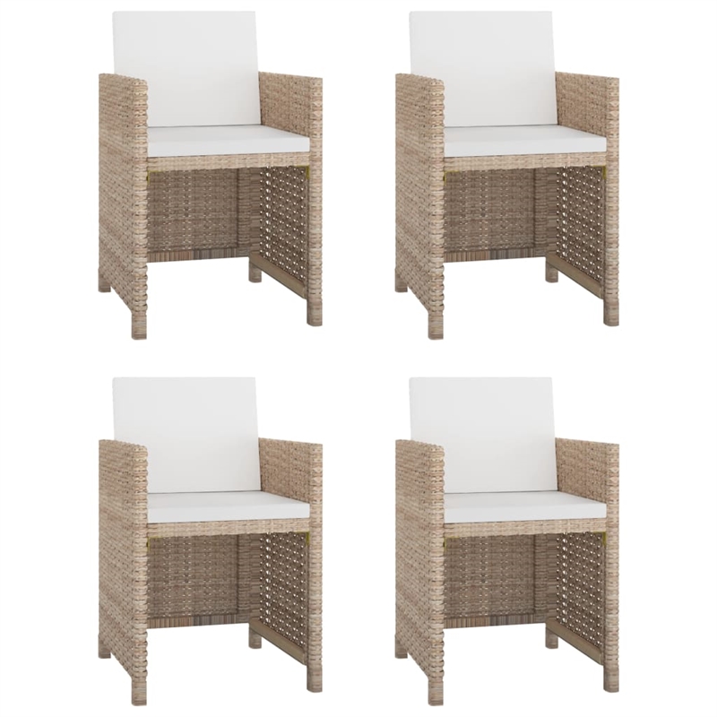 Afuera Living Contemporary 5 Piece Rattan Patio Dining Set in White