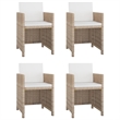 Afuera Living Contemporary 5 Piece Rattan Patio Dining Set in White