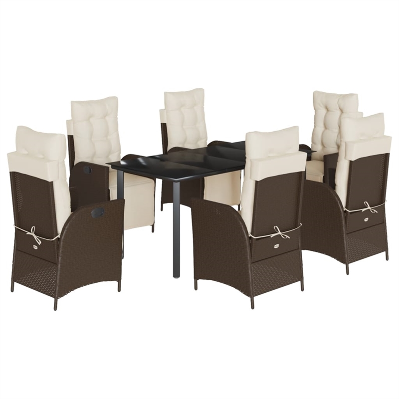 Afuera Living 7 Piece Poly Rattan Garden Dining Set in Black