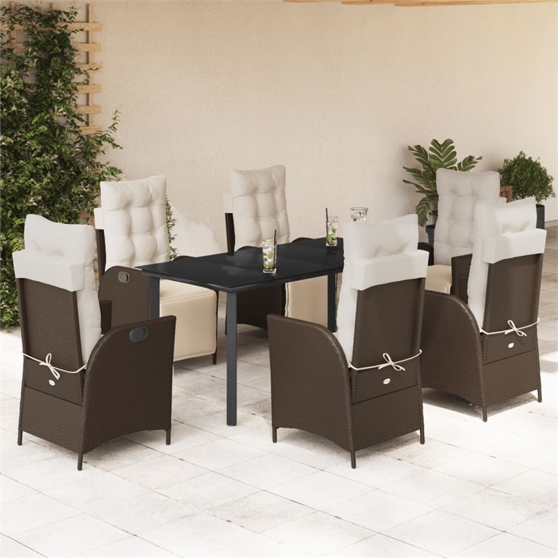 Afuera Living 7 Piece Poly Rattan Garden Dining Set in Black
