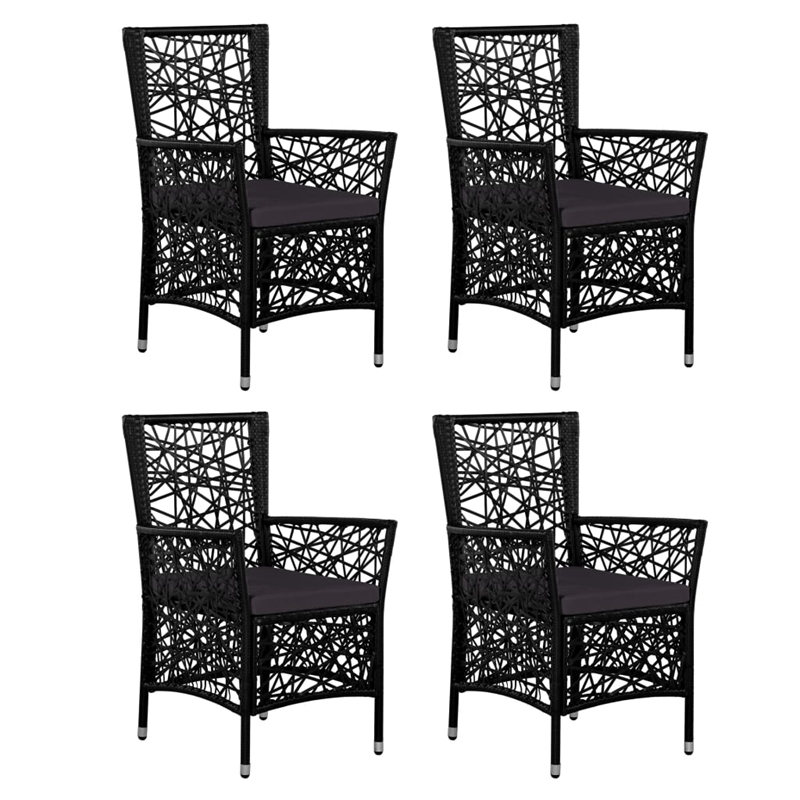 Afuera Living Contemporary 5 Piece Poly Rattan Patio Dining Set in Black