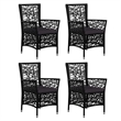 Afuera Living Contemporary 5 Piece Poly Rattan Patio Dining Set in Black