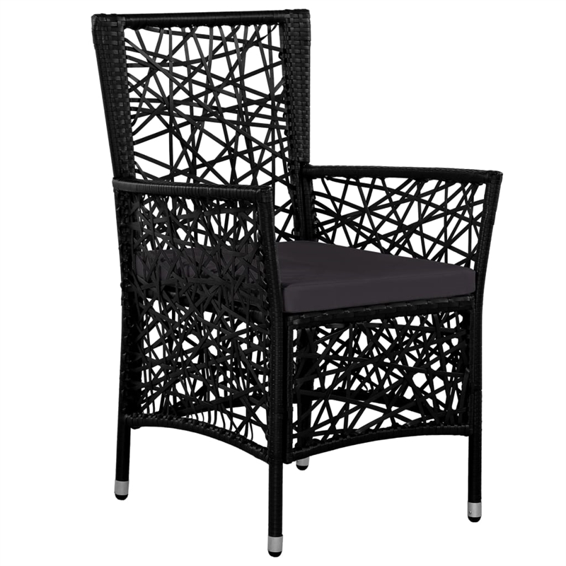 Afuera Living Contemporary 5 Piece Poly Rattan Patio Dining Set in Black