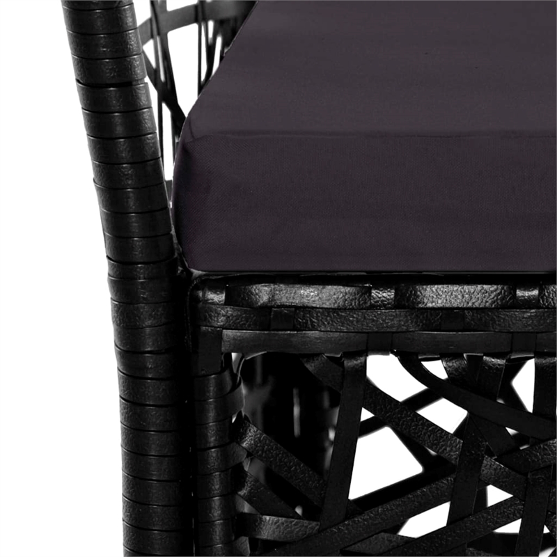 Afuera Living Contemporary 5 Piece Poly Rattan Patio Dining Set in Black