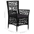 Afuera Living Contemporary 5 Piece Poly Rattan Patio Dining Set in Black