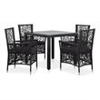 Afuera Living Contemporary 5 Piece Poly Rattan Patio Dining Set in Black