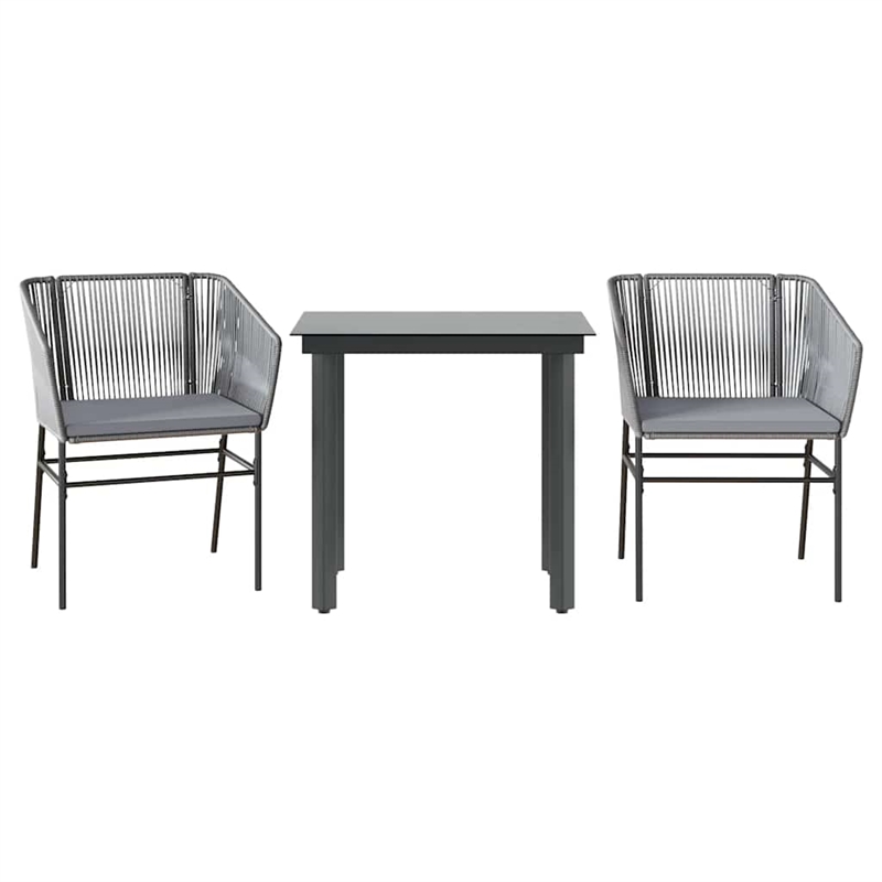 Afuera Living 3 Piece Poly Rattan Garden Dining Set in Black