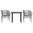 Afuera Living 3 Piece Poly Rattan Garden Dining Set in Black