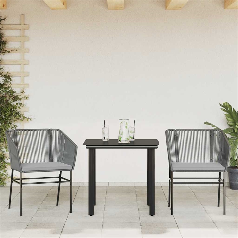Afuera Living 3 Piece Poly Rattan Garden Dining Set in Black