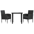 Afuera Living 3 Piece Poly Rattan Garden Dining Set in Black