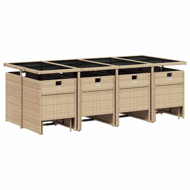 Afuera Living Contemporary Rattan Garden Dining Set in Black/Cream White