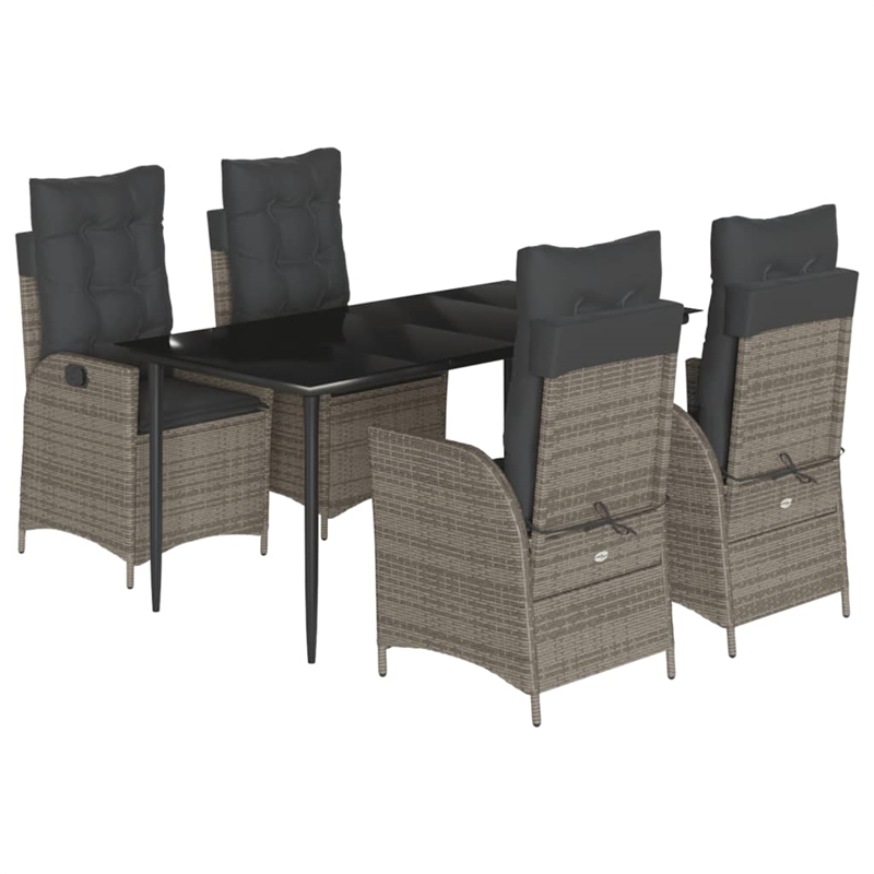 Afuera Living Contemporary 5 Piece Rattan Garden Dining Set in Gray