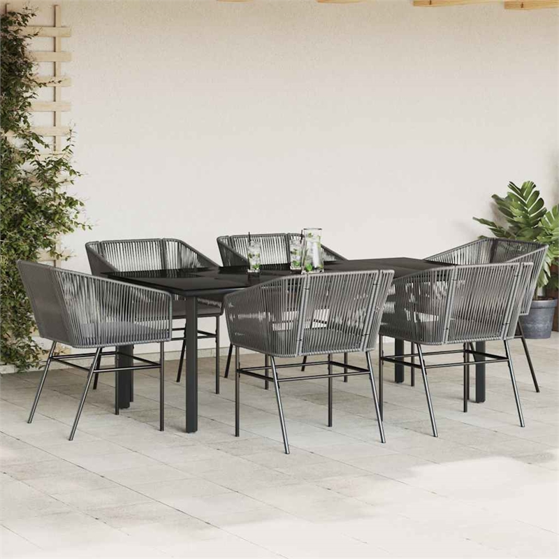 Afuera Living Contemporary Poly Rattan Garden Dining Set in Black