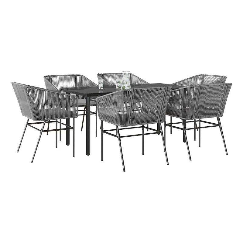 Afuera Living Contemporary Poly Rattan Garden Dining Set in Black
