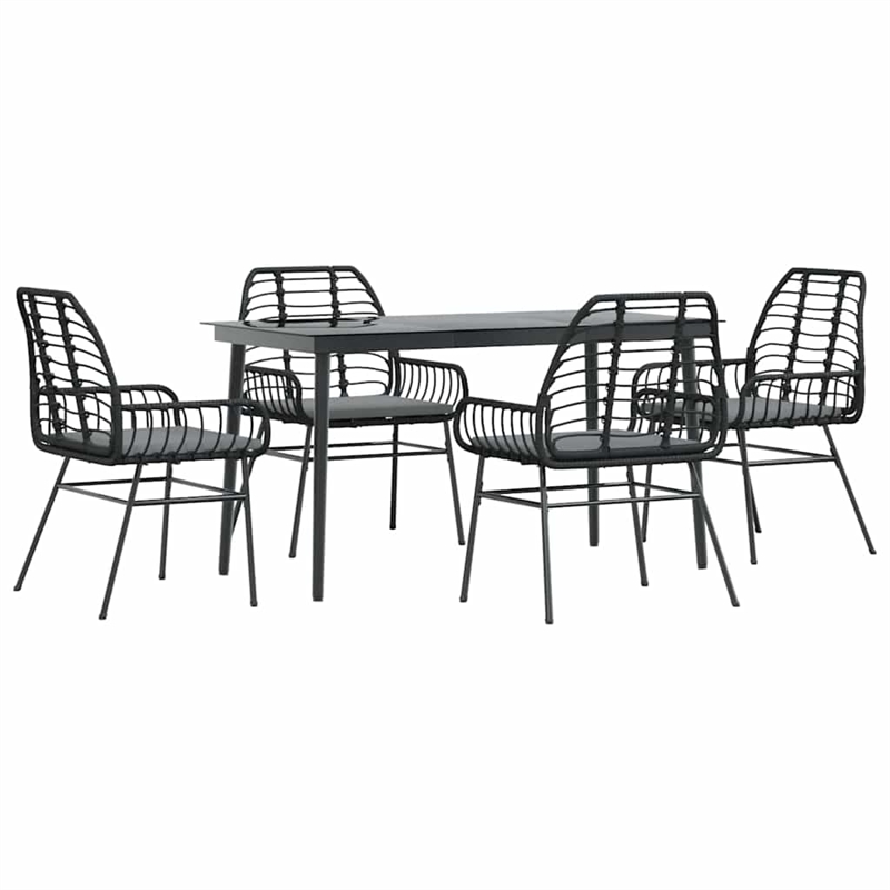 Afuera Living Contemporary 5 Piece Rattan Garden Dining Set in Black
