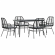 Afuera Living Contemporary 5 Piece Rattan Garden Dining Set in Black
