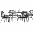 Afuera Living Contemporary 5 Piece Rattan Garden Dining Set in Black