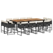 Afuera Living 13 Piece Poly Rattan Patio Dining Set in Black/Cream White