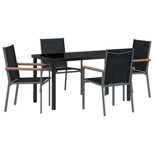 Afuera Living 5 Piece Powder-Coated Steel Garden Dining Set in Black