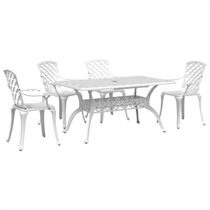 Afuera Living Contemporary 5 Piece Garden Dining Set in White