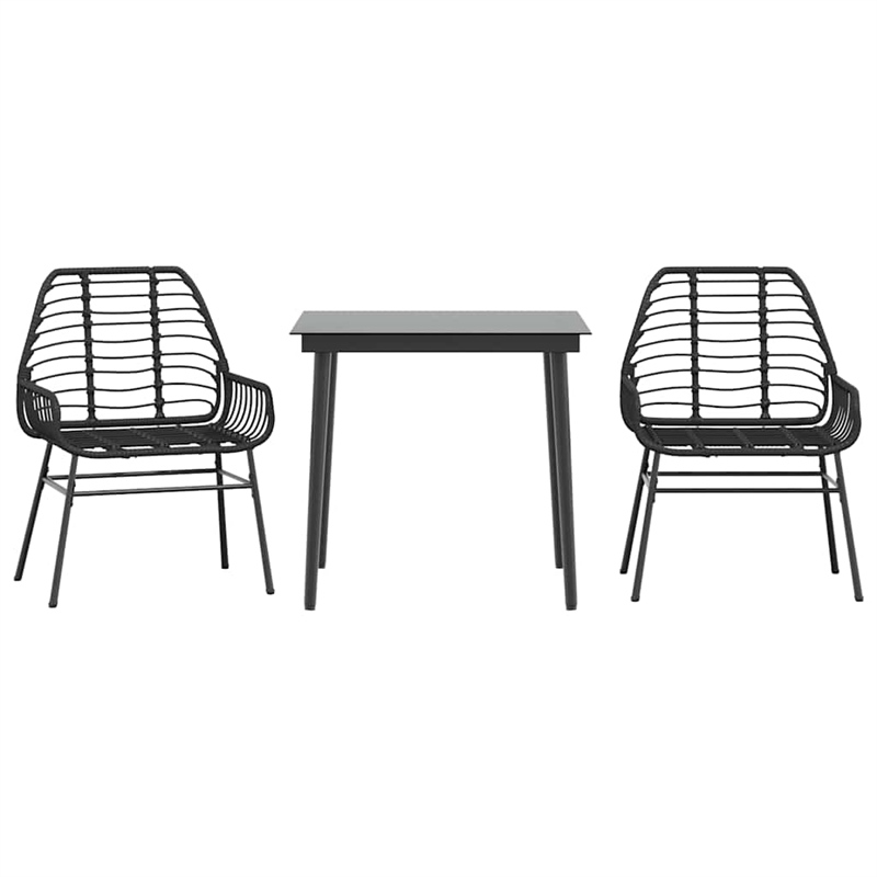 Afuera Living Contemporary Rattan Garden Dining Set in Black