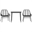 Afuera Living Contemporary Rattan Garden Dining Set in Black