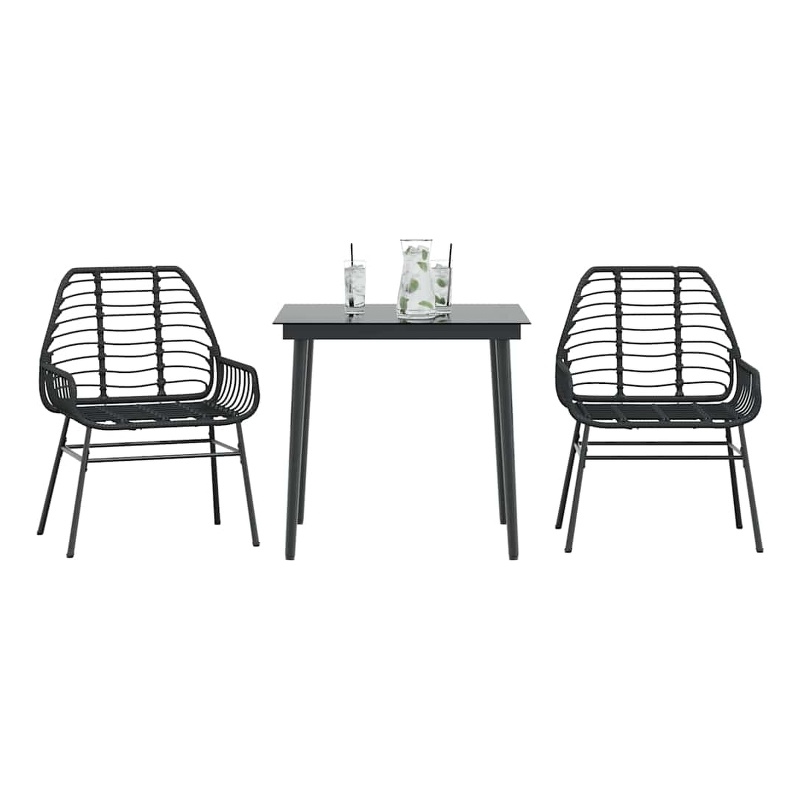 Afuera Living Contemporary Rattan Garden Dining Set in Black