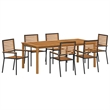 Afuera Living 7 Piece Poly Rattan Garden Dining Set in Black