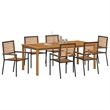 Afuera Living 7 Piece Poly Rattan Garden Dining Set in Black